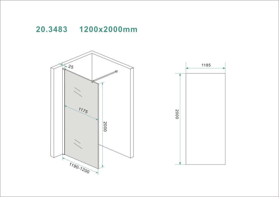 Slanke inloopdouche van rookglas Wiesbaden 120x200 8 mm nanocoating