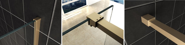 Slanke 120 cm profilé doré en laiton avec barre de stabilisation Wiesbaden