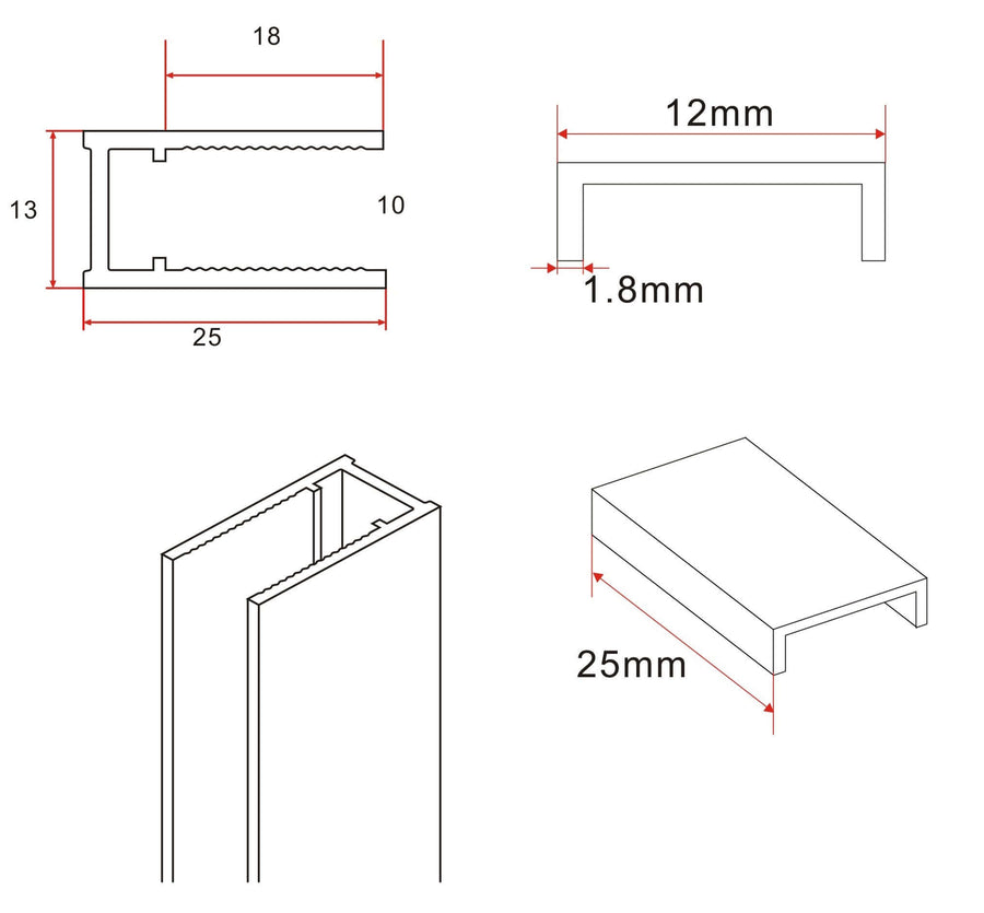 Slanke 120 cm ensemble de profil mat blanc avec barre de stabilisation Wiesbaden