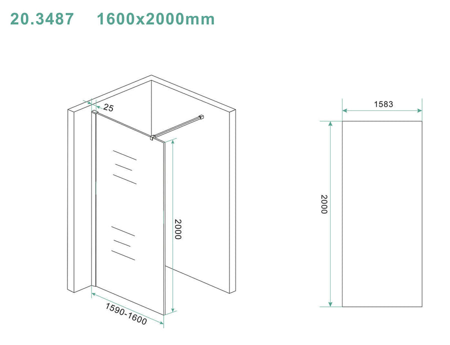 Slanke glasplaat 1600x2000 mm Nano helder glas, Wiesbaden
