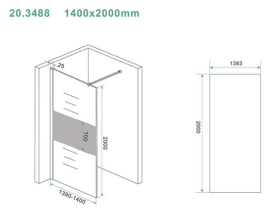 Slanke glasplaat 1400x2000 mm Nano matglas, Wiesbaden