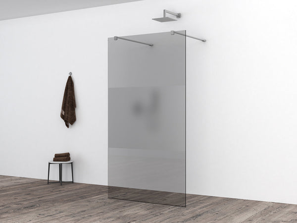 Plaque de verre mince 900 x 2000 x 8 mm verre fumé nano avec bande centrale en verre dépoli