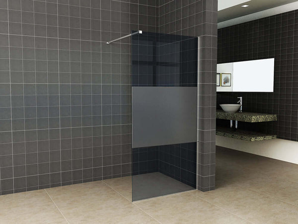 Douche à l'italienne mince Wiesbaden avec verre fumé et bande centrale 110x200 cm, nanorevêtement 8 mm