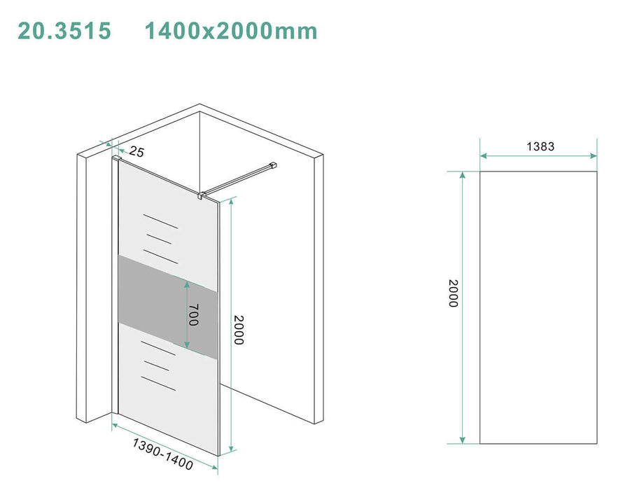 Wiesbaden schlanke Glasplatte 1400x2000 mm Nano matt Rauchglas