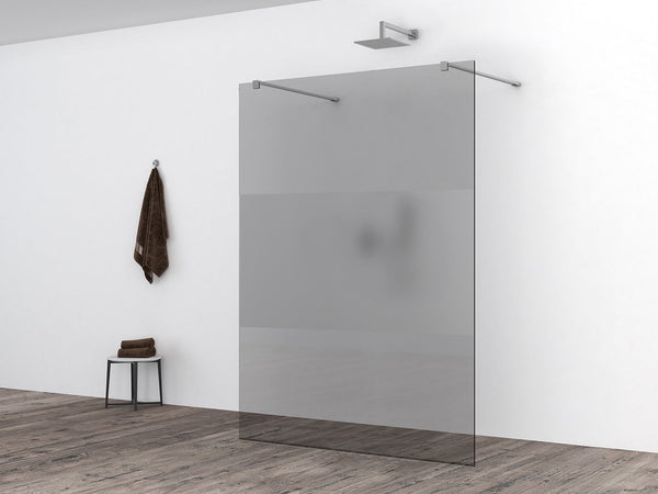 Plaque de verre mince 1400 x 2000 x 8 mm verre nano fumé avec bande centrale en verre dépoli