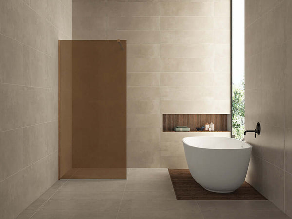 Douche à l'italienne mince Wiesbaden avec verre fumé bronze 120X200, nanorevêtement 8 mm