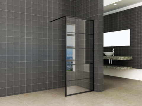 Wiesbaden Duschwand Horizon Raster | Matt-Schwarz | NANO-Beschichtung | Walk-In-Dusche (Alle Größen)