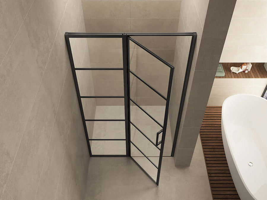 Horizon Nisdeur Wiesbaden met vast paneel 90x200 cm 8 mm Nano Mat Zwart