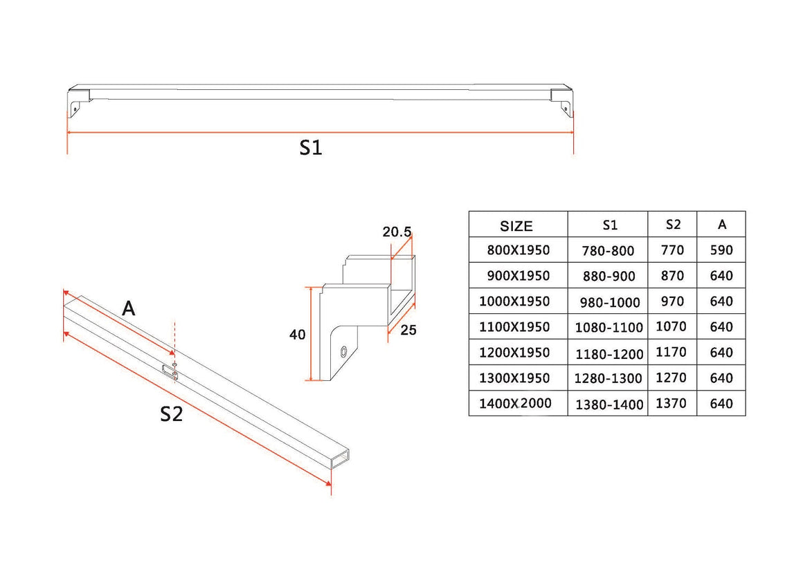 Horizon stabilisatiestang voor nisdeur mat zwart
