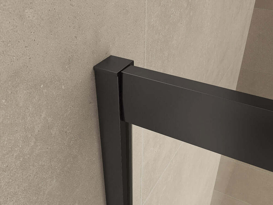 Skyline douchecabine Wiesbaden met hoekingang, 100x100x200cm, 8 mm helder glas, nano-coating, mat zwart