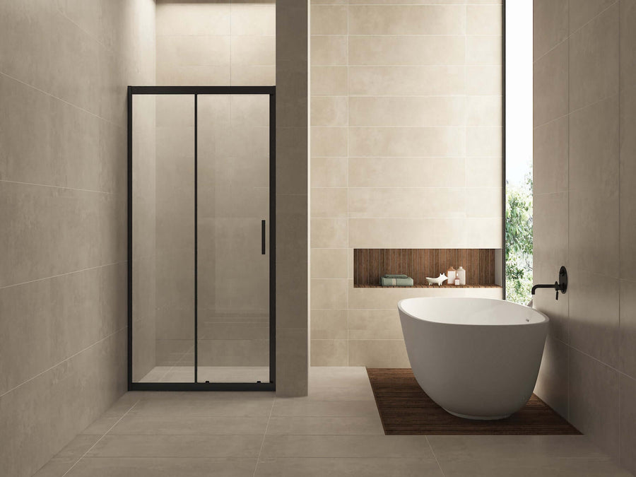 Skyline porte coulissante de douche Wiesbaden 100x200 cm 8 mm revêtement nano mat noir