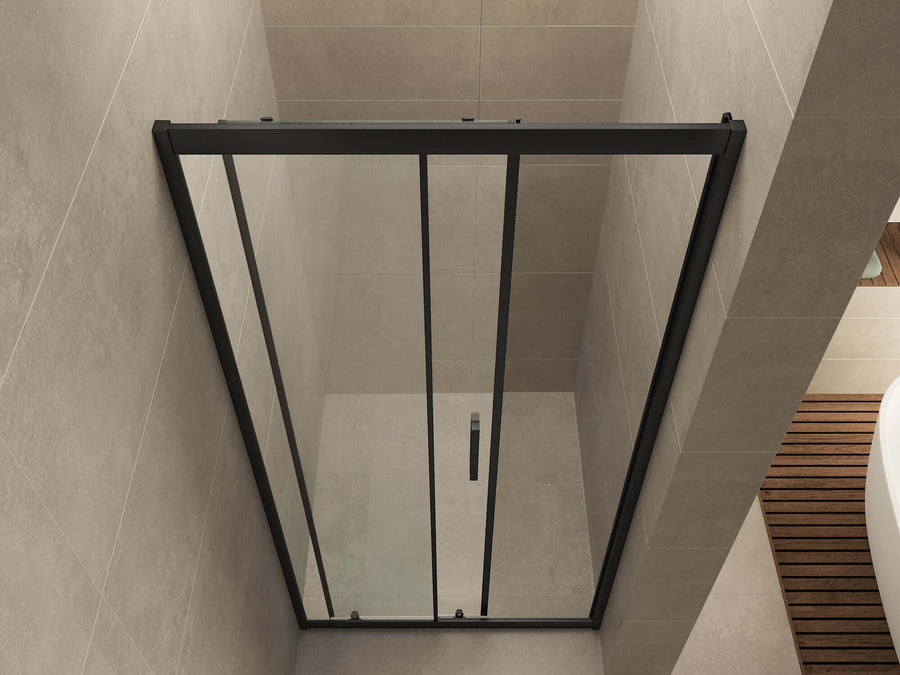 Porte coulissante de douche Skyline Wiesbaden 110x200 cm 8 mm Revêtement Nano Mat Noir