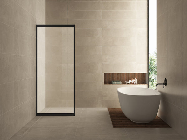 Paroi latérale Skyline pour porte coulissante en niche 1000 x 2000 x 8 mm verre nano clair/noir mat