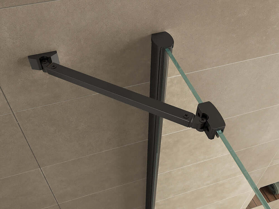 Uni Douchecabine Wiesbaden met draaideur Vierkant 100X100X200 Cm in 8 mm nano-coating, mat zwart