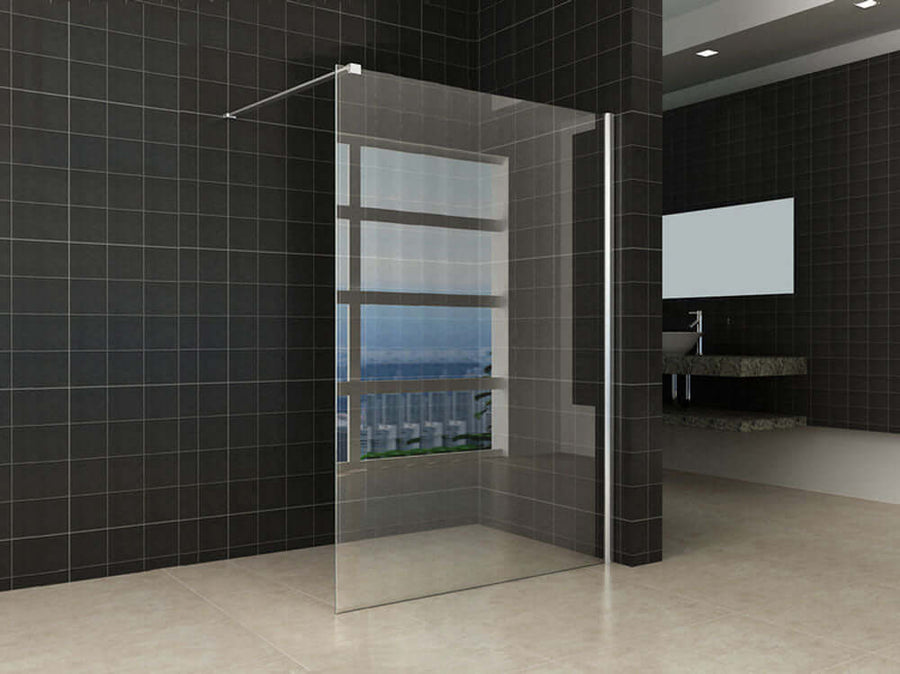 PROMOTION Paroi de douche Wiesbaden | Revêtement Nano | Chrome | Douche à l'italienne (Toutes tailles)