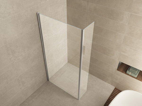 Paroi latérale Comfort avec profil d'angle 300 x 20000 x 10 mm verre nano clair/chrome