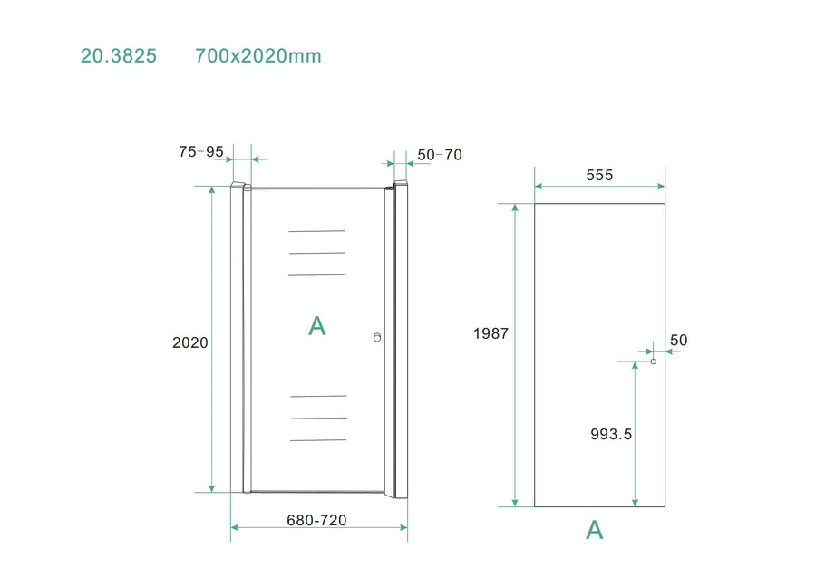 Nisdeur Wiesbaden met profiel, 70x202 cm, 8 mm nanocoating