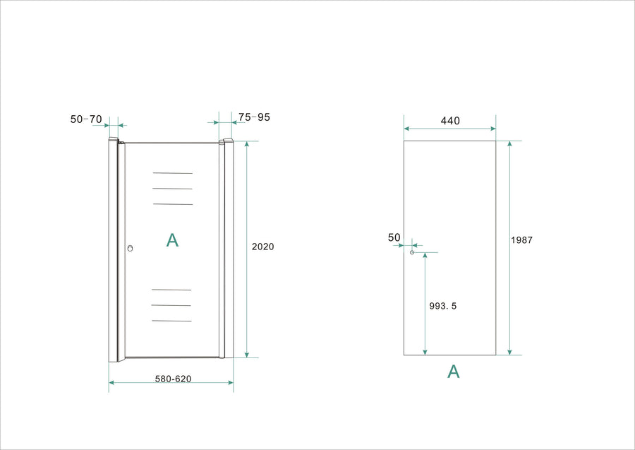Nisdeur Wiesbaden met Profiel 60x202 cm 8 mm Nano Coating