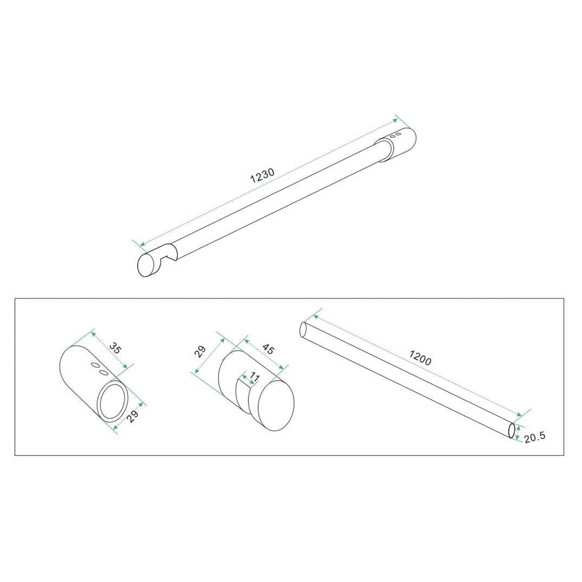 Type 1 stabilisatiestang 120cm chroom
