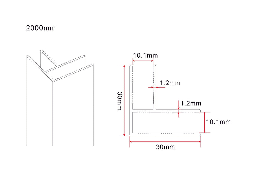 Schlankes Eckprofil 2000 x 10 mm Chrom