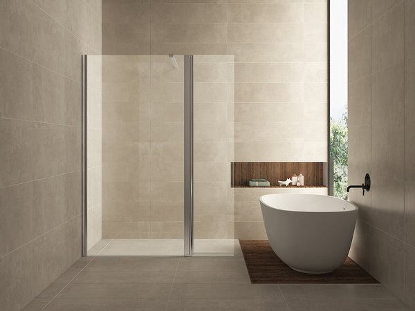 Paroi latérale confort pivotante 300 x 2000 x 10 mm verre nano clair/chrome