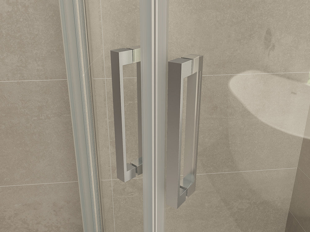 Entra cabine kwartrond met 2 schuifdeuren 900 x 900 x 2000 x 8 mm nano helder glas/chroom