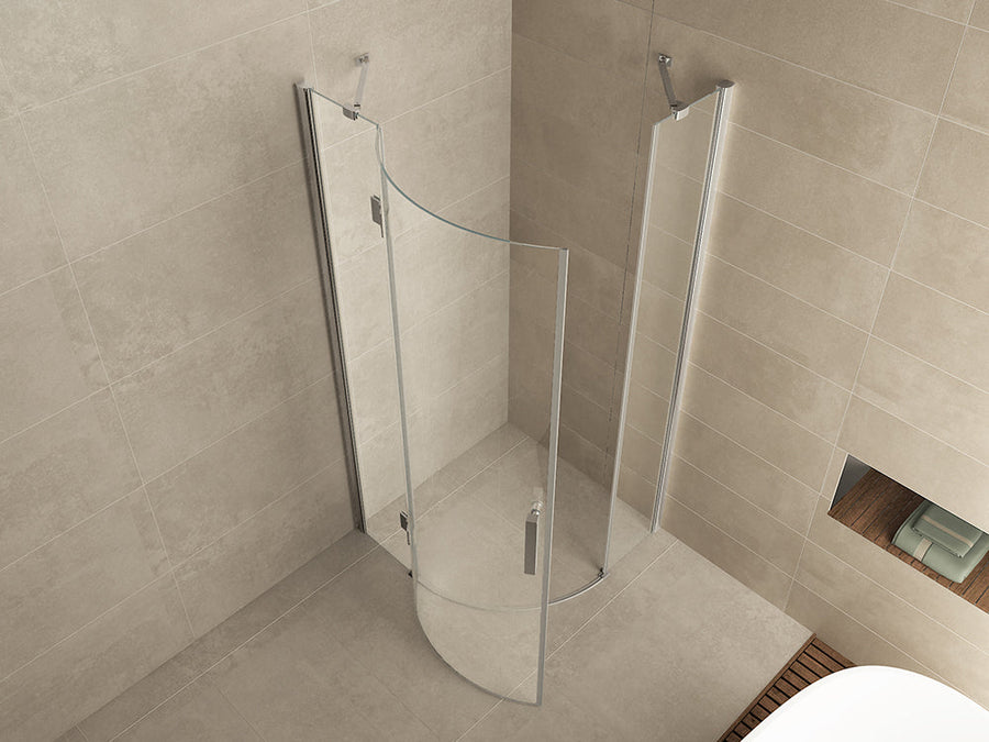 Cabine de douche quart de cercle Wiesbaden avec 1 porte LS 90x90 cm 8 mm revêtement nano