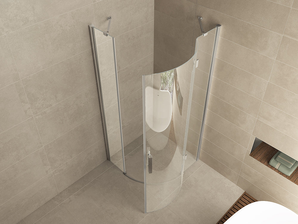 Curf cabine kwartrond met 1 draaideur rechts 900 x 900 x 2000 x 8 mm helder glas/chroom