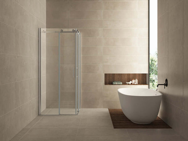Cabine de douche avec entrée d'angle Wiesbaden avec 2 portes coulissantes 90X90X200 cm et verre nanotechnologique de 8 mm