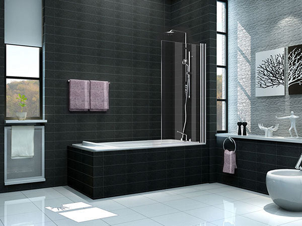 Palmo Badwand drehbar 800 x 1500 x 6 mm Nano klares Glas/Chrom