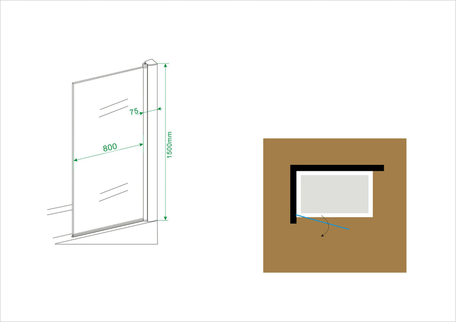 Wandprofiel Badwand Wiesbaden 80X150Cm met 6Mm Nano Coating