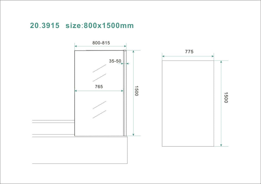 Vaste Badwand Wiesbaden 80X150 Cm met 6Mm Nano Coating