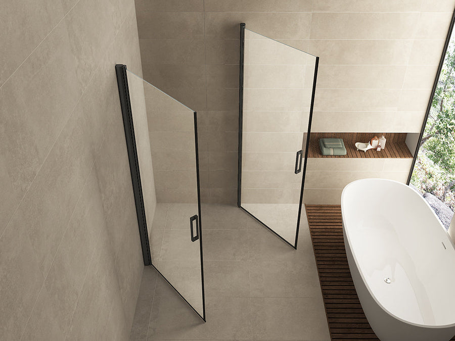 Uni Douchecabine Wiesbaden met 2 Draaideuren 90X90 Cm en Nano Helder Glas 8 Mm in Mat Zwart
