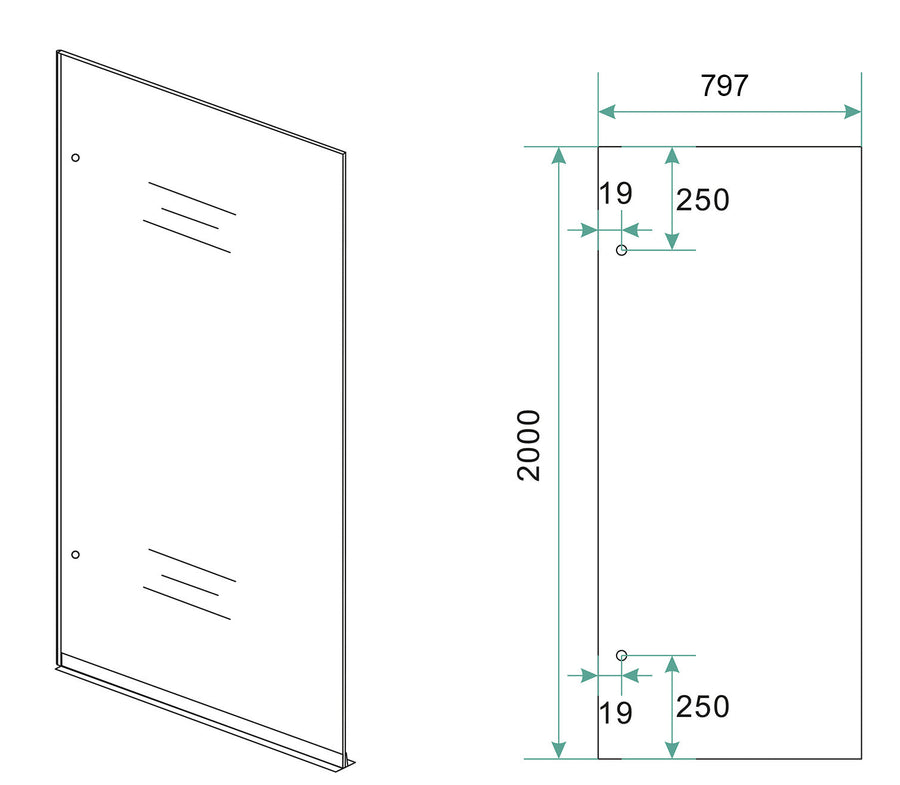 Plaque de verre Less 800 x 2000 x 8 mm nano verre fumé