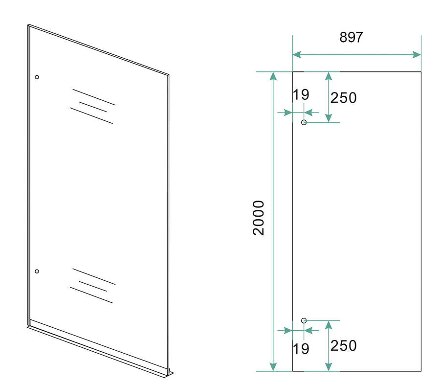 Plaque de verre Less 900 x 2000 x 8 mm verre fumé nano