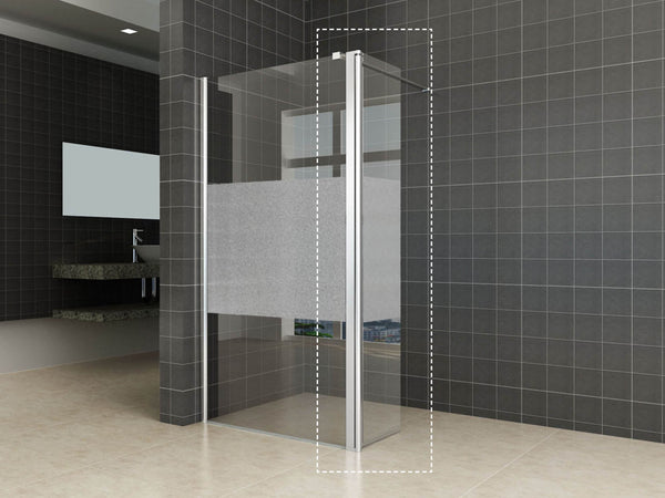 Paroi latérale Comfort pivotante gauche 350 x 2000 x 10 mm verre nano clair avec bande centrale en verre dépoli/chrome