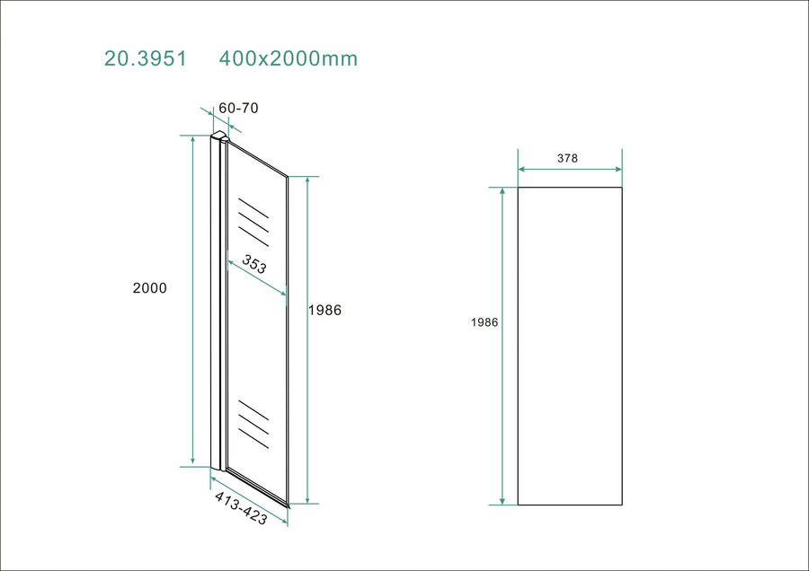 Wiesbaden Klappbare Seitenwand 40 cm mit Wandprofil Nano 10 mm
