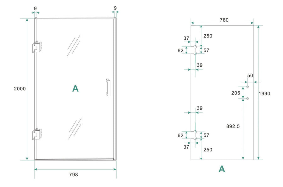 Minder 80X200 Cm Glas für Nische Tür Wiesbaden mit 8 mm Nano klarem Glas