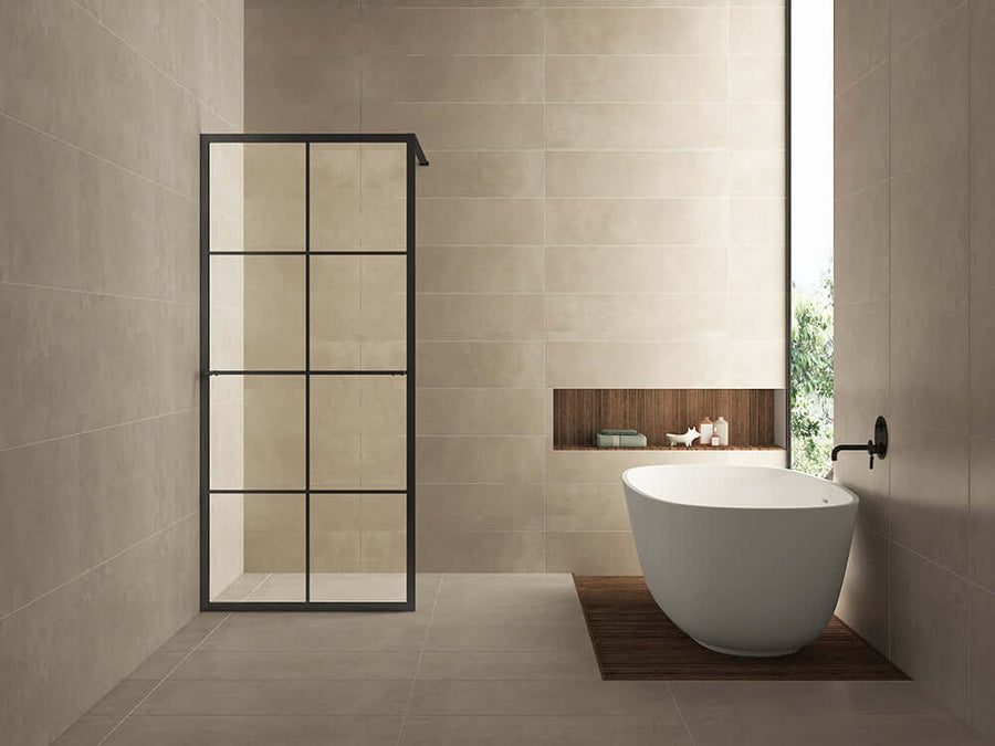 Wiesbaden Duschwand 10mm | Matt Schwarz mit Handtuchhalter | NANO Beschichtung | Walk-in-Dusche (Alle Größen)