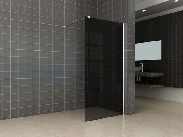 Douche à l'italienne Wiesbaden verre fumé 90x200 cm avec revêtement nano 10mm