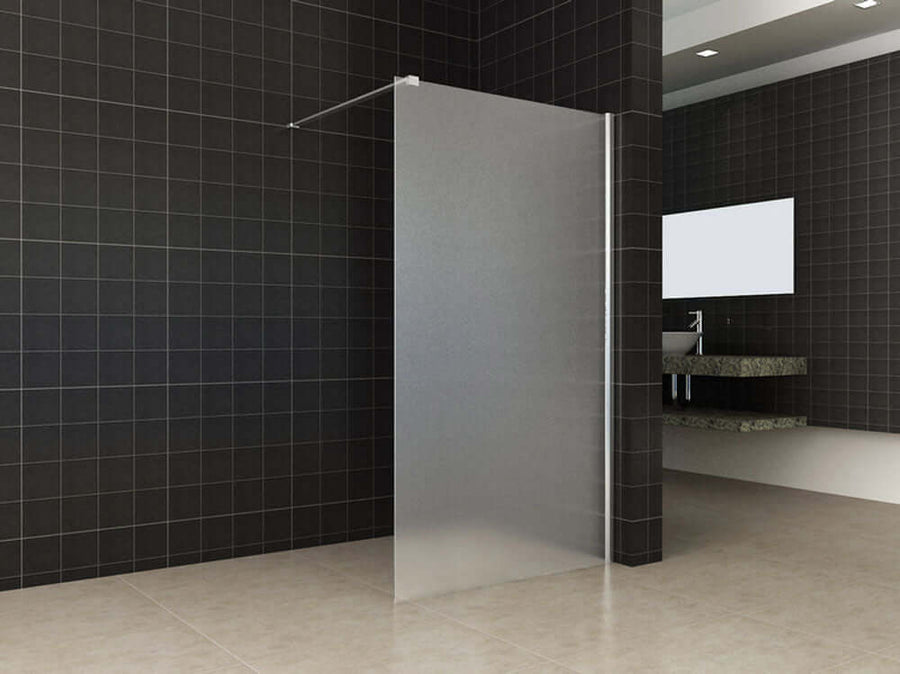 Wiesbaden Duschwand Weiß Milchglas 10mm | Walk-in-Dusche (Alle Größen)