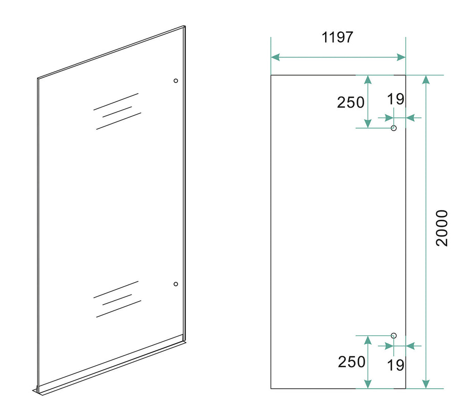 Moins plaque de verre droite 1200 x 2000 x 8 mm nano fumée miroir - vers verre clair