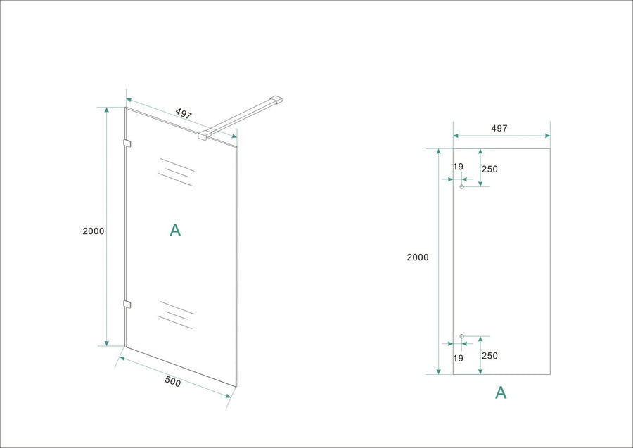 Less inloopdouche 500 x 2000 x 8 mm nano helder glas/chroom
