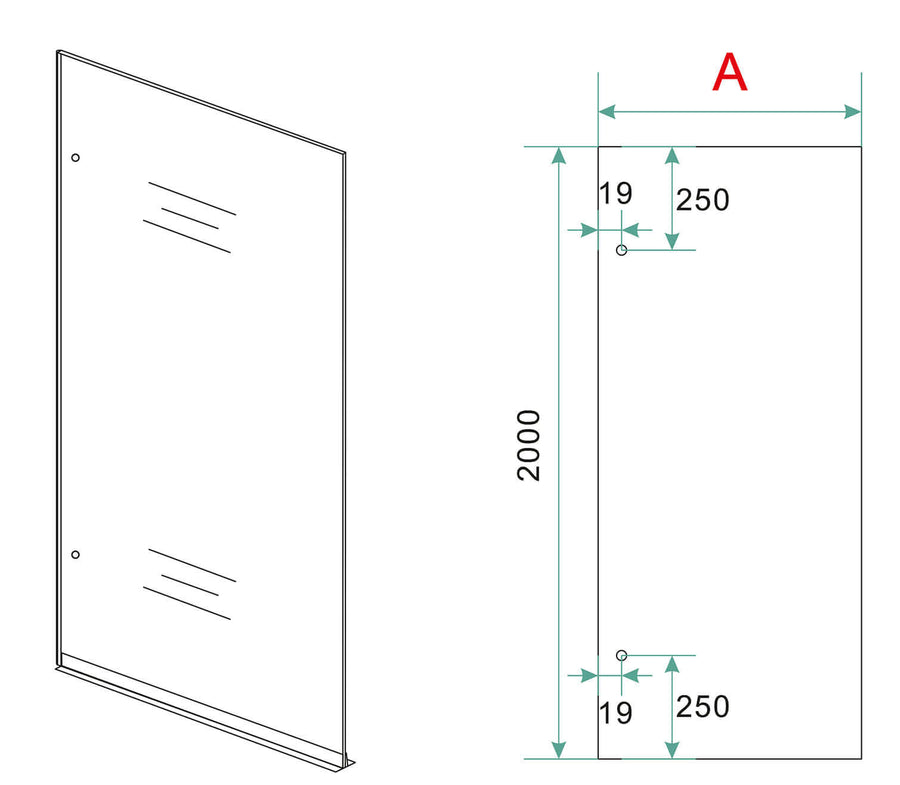 Minder 50X200 Cm Glasplaat Wiesbaden met 8 Mm Nano Helder Glas