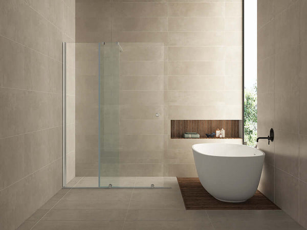 Schiebeeinsatz für begehbare Dusche Wiesbaden 100x200 cm auf Schiene 10 mm Nano Glas