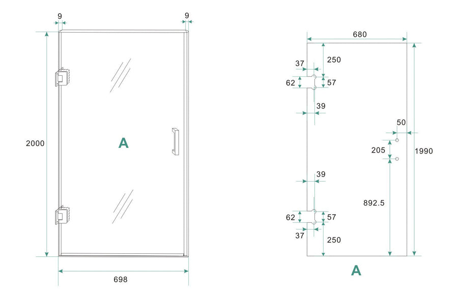 Less glas voor nisdeur 700 x 2000 x 8 mm nano rookglas