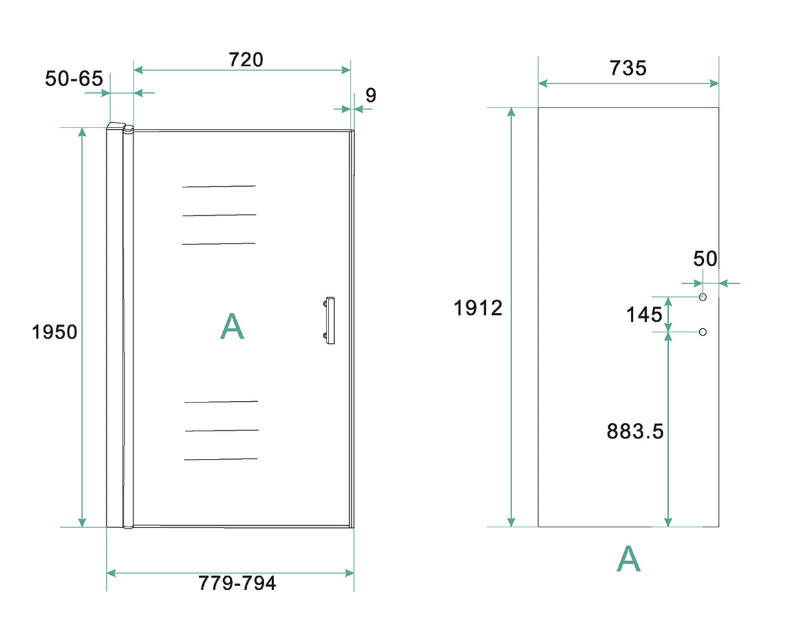 Xellanz Cerra eco nisdeur 80 cm - technische tekening #variant_57365372404036