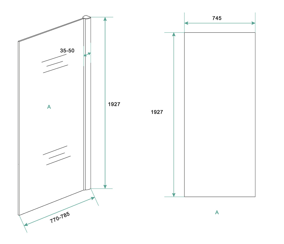 Xellanz Cerra eco inloopdouche 80 cm - technische tekening