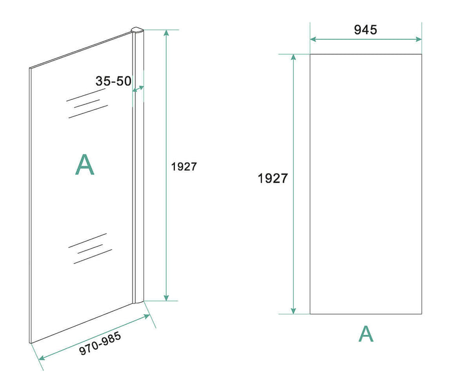 Eco Zijwand Wiesbaden 1000X1950Mm met 6Mm Nano Coating