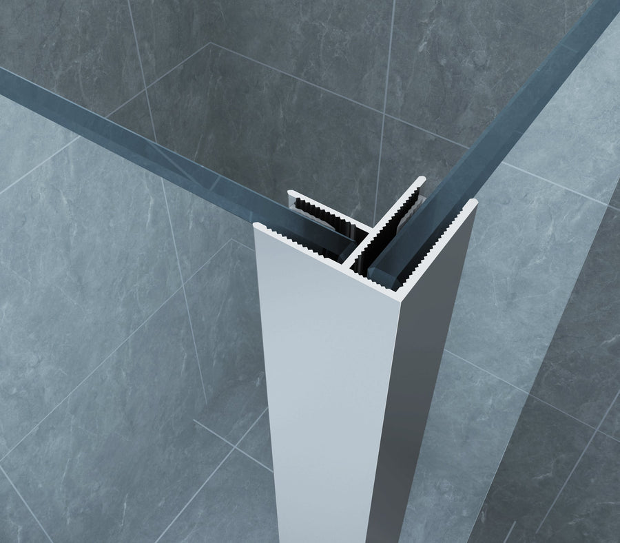 Paroi latérale Eco avec profil d'angle 300 x 2000 x 8 mm verre nano clair/chrome